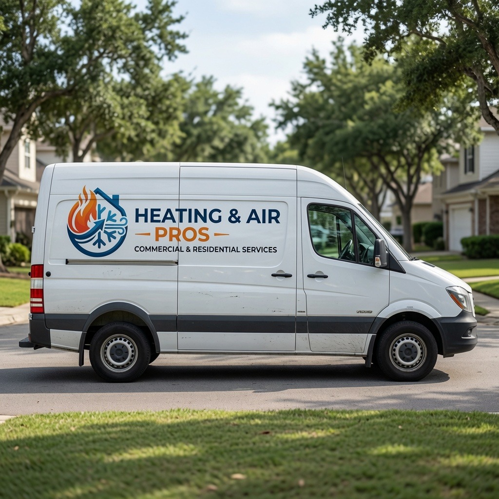 Local heating and air service van serving Arvada